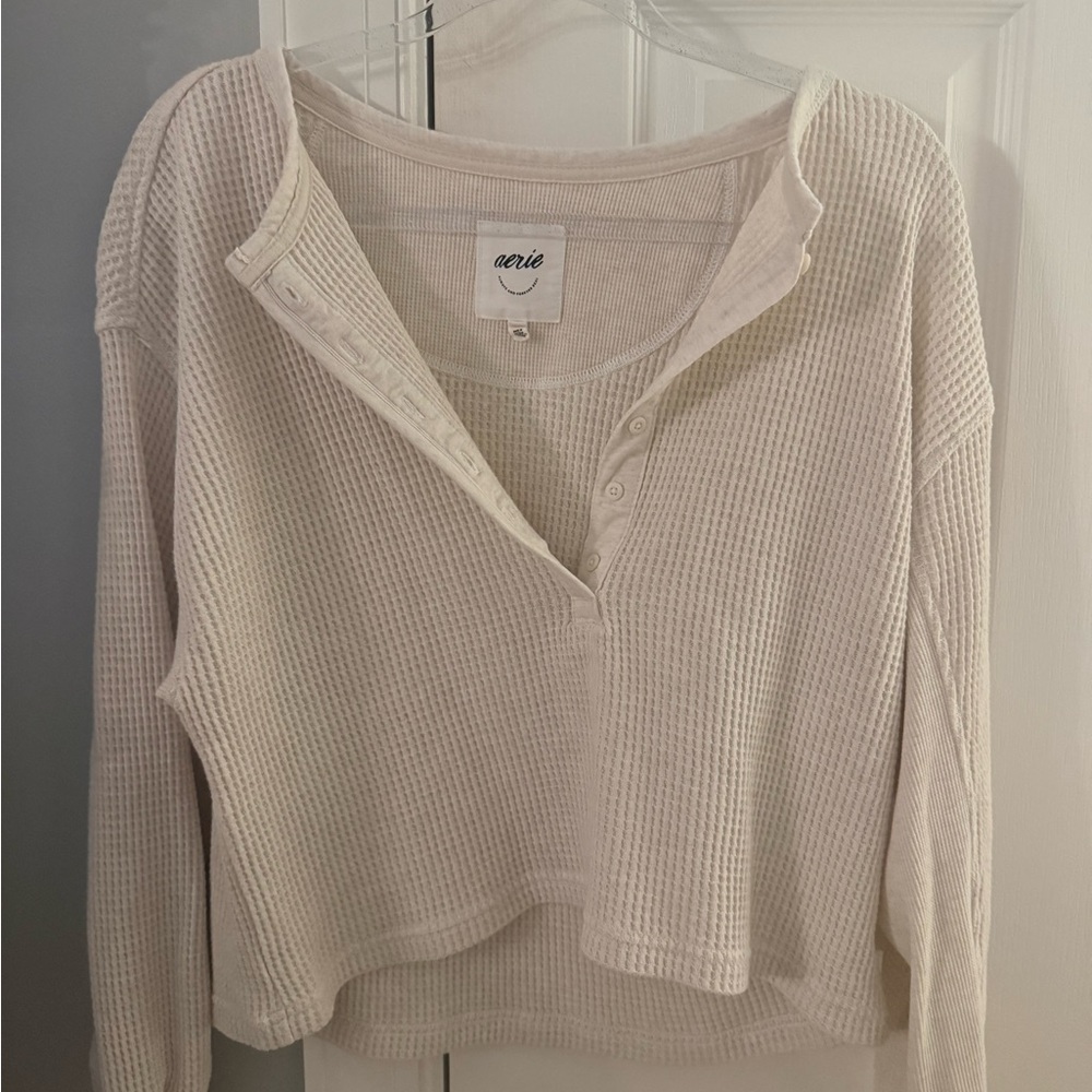 Aerie Off-White Waffle Knit Top